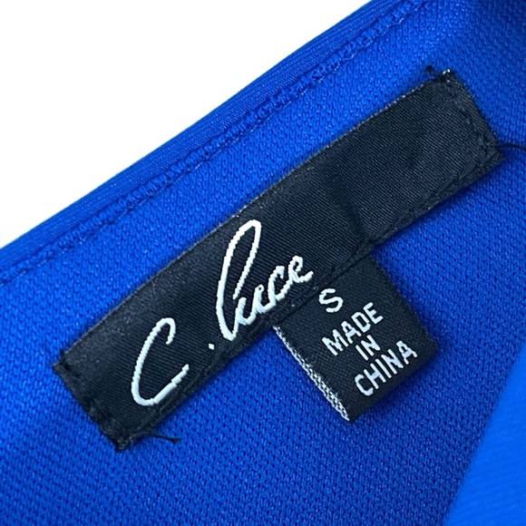 C. Luce Women’s Size Small Solid Blue Cut Out Sleeveless Fit and Flare Dress - Picture 4 of 10